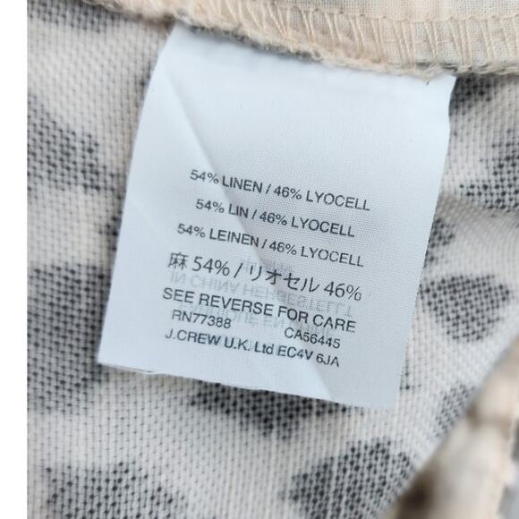 J. Crew Linen Blend Animal Print Leopard Cheeta Cropped Pants Size 6 Linen Blend - Picture 8 of 9